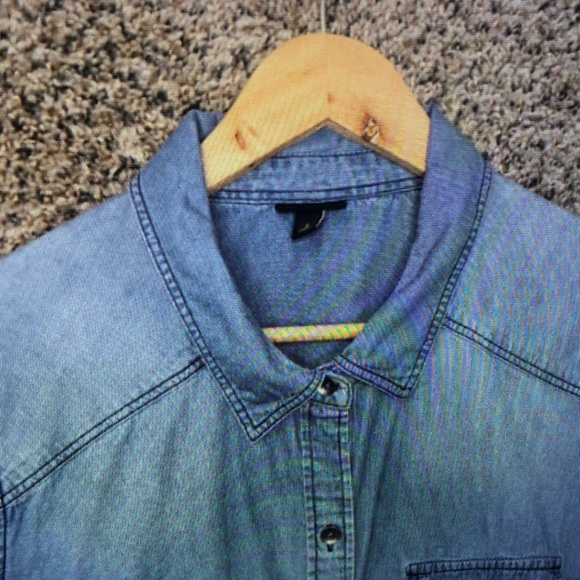 Light Indigo Denim Button-Down Shirt - Picture 4 of 7